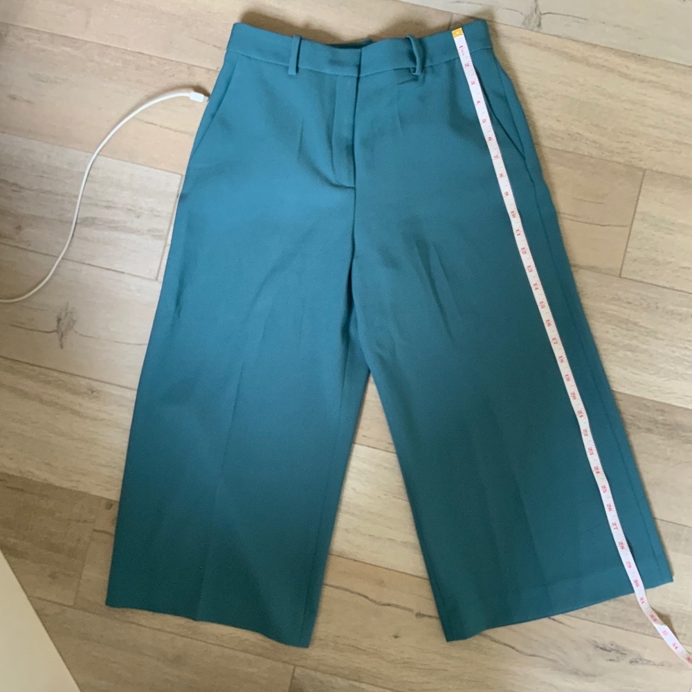 Zara teal aqua cropped pants XS